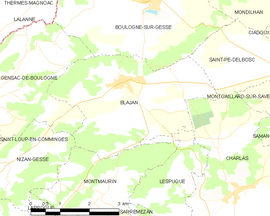 Mapa obce Blajan