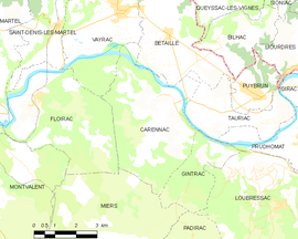 Mapa obce Carennac