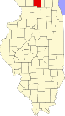 Map of Illinois highlighting Winnebago County