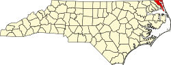 map of North Carolina highlighting Currituck County