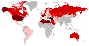 Map of the Turkish diaspora in the world.

Turkey
+ 1,000,000
+ 100,000
+ 10,000
+ 1,000 Map of the Turkish Diaspora in the World.svg