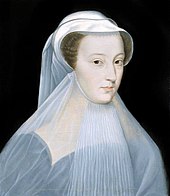 Mary, Queen of Scots, in deuil blanc
c. 1559 following the deaths of her father-in-law, mother, and first husband Francis II of France. Mary Queen of Scots in mourning.jpg