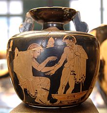 Physician in Ancient Greece treating a patient 480-470 BC Medicine aryballos Louvre CA1989-2183.jpg