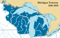 Between 1818 and 1833, Illinois and Indiana became states and the unincorporated land from their territories, plus a handful of other townships, was made part of Michigan Territory.