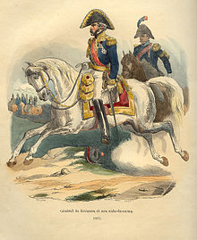 Dessin représentant deux cavaliers de la Grande Armée de Napoléon.