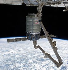 The Standard Cygnus being unberthed from the Harmony module. Orb CRS-1 unberthing - crop.jpg