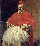 Pope Paul V (1552-1621), who ordered that the inquisitorial commission's 1616 judgement be delivered to Galileo by Cardinal Bellarmine (Caravaggio) Paul V Caravaggio.jpg