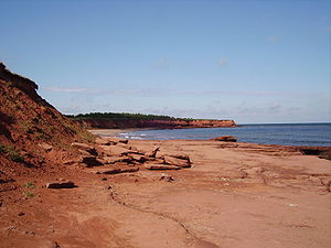 The coast of Prince Edward Island, as seen fro...