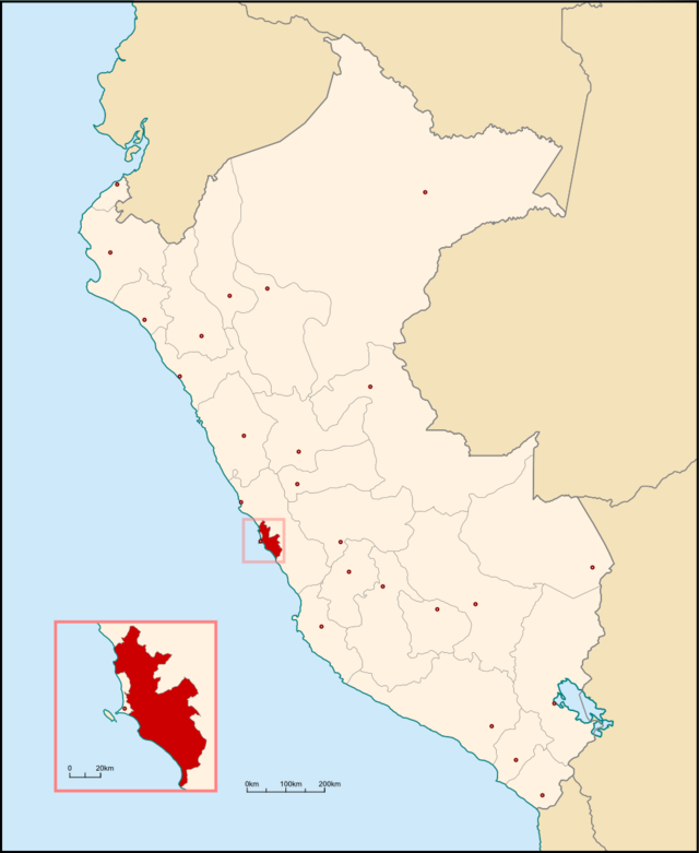 ペルー内のリマの位置の位置図