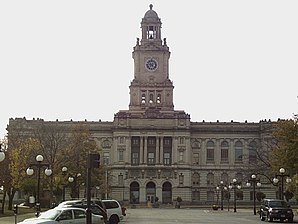 Das Polk County Courthouse in Des Moines, gelistet im NRHP Nr. 79000925