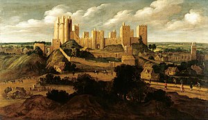 Painting of Pontefract Castle in the early 17th century by Alexander Keirincx Pontefract Castle.jpg