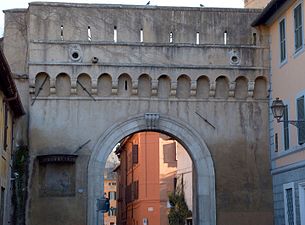 Porta Settimiana, sedd från Via della Lungara.