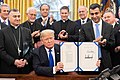 Archbishop Bashar Warda's participation in the signing of the H.R. 390 in the White house in 2018 representing Iraqi Christians.