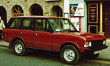 The first-generation Range Rover, which was in production from 1970 to 1996. Range Rover 4 door 1981 Market Hill.jpg