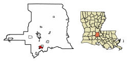 Location of Sunset in St. Landry Parish, Louisiana.