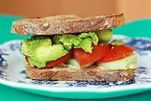 Toasted tomato, avocado, cucumber and hummus sandwich (4815088397).jpg