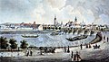 Ruční vodní bagr na Vltavě u Dlouhého mostu (1822)