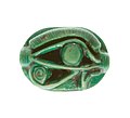 Green Wadjet Eye stamp seal inscribed with "Maatkare, Beloved of Amun".