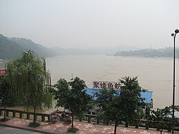 Die samevloeiing van die Min- en Yinsja-riviere in die Jangtse in Yibin.