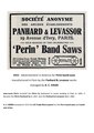 1915 - Advertisement in America for Périn band-saws manufactured in Paris by the Panhard & Levassor works managed by A. C. KREBS.