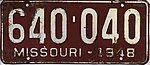 Номерной знак штата Миссури 1948 года 640-040.jpg