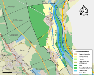 Carte en couleurs présentant l'occupation des sols.