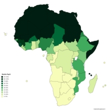 Africa by Muslim percentage Africa By Muslim Pop.png