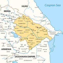 مرزهای آلبانیای قفقاز در قرن پنجم و ششم میلادی