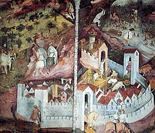Listopad a Prosinec z cyklu Dvanáct měsíců (přibližně z let 1390-1400) na hradě Buonconsiglio v severoitalském Trentu