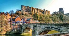 Durham Castle as seen from Framwellgate Bridge. City of Durham (13270321503).jpg