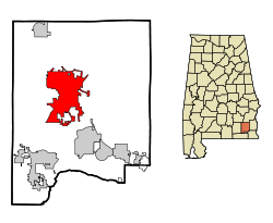 Location in شهرستان داله، آلاباما and the state of آلاباما