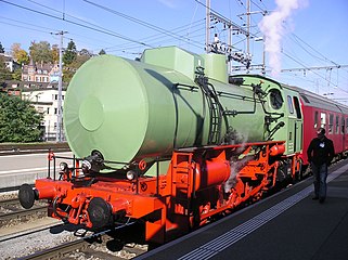 Dampfspeicherlokomotive 002 der DLM, bereit für den Einsatz auf Industriegleisen, bei der Vorführung in Schaffhausen 2010