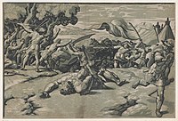 「ダビデとゴリアテ」ラファエロ・サンティ原画、1510年-1530年頃、メトロポリタン美術館蔵