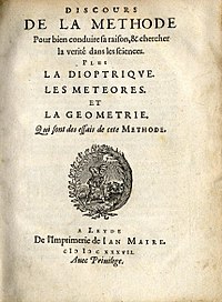 Title page of the first edition of René Descartes' Discourse on Method.