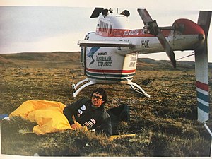 Forced down north of Hudson Strait (1982) Dick Smith forced down on Baffin Is. in bad weather, 1982.jpg