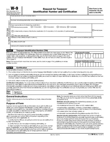 What is a W-9 IRS form?