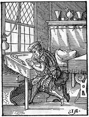 Der Formschneider (crefftwr yn torri torlun pren), torlun pren gan Jost Amman, 1568