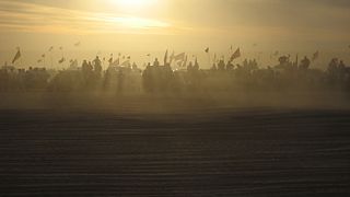 Drag Racing Spectators In The Sand Haze At The Dunes - Presidents Day Weekend.