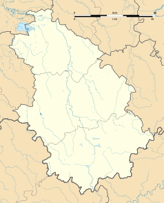 Mapa konturowa Górnej Marny, w centrum znajduje się punkt z opisem „Foulain”