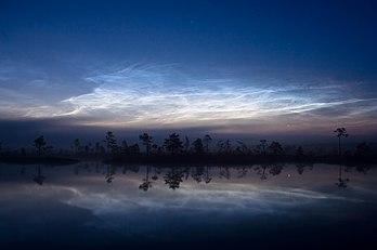 Des nuages noctulescents photographiés dans les tourbières de Kuresoo, dans le Parc national de Soomaa en Estonie. (définition réelle 3 402 × 2 261)