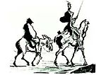 Don Quixote and Sancho Panza by Honoré Daumier. Black crayon and wash. The Metropolitan Museum of Art. New York (c. 1850)