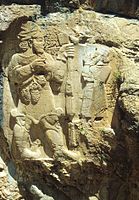 The Hittite İvriz relief; King Warpalawas (right) before the god Tarhunzas