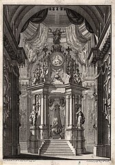 Catafalco en honor a Bárbara de Braganza en el convento de la Encarnación de Madrid (1758).