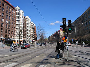 A rua Linnégatan num dia de primavera de 2004