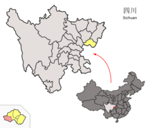 Location of Wusheng within Sichuan (China).png