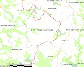Mapa obce Saint-Cyr-les-Champagnes