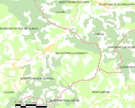 Mapa obce Sauveterre-la-Lémance