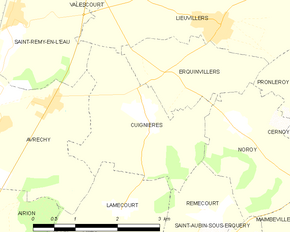Poziția localității Cuignières