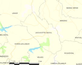 Mapa obce Lacougotte-Cadoul