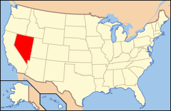 Kort over USA med Nevada markeret